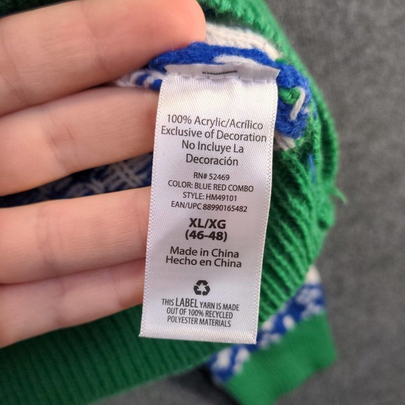 Holiday Time Men's Santa Christmas Sweater Multicolor XL 46-48 Fair Isle - Picture 11 of 14